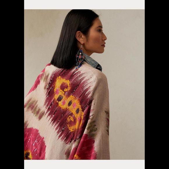[SOLD] RALPH LAUREN PURPLE LABEL Sz XS - S Ruana Ikat Sequin Shawl COLLECTION - Picture 10 of 11